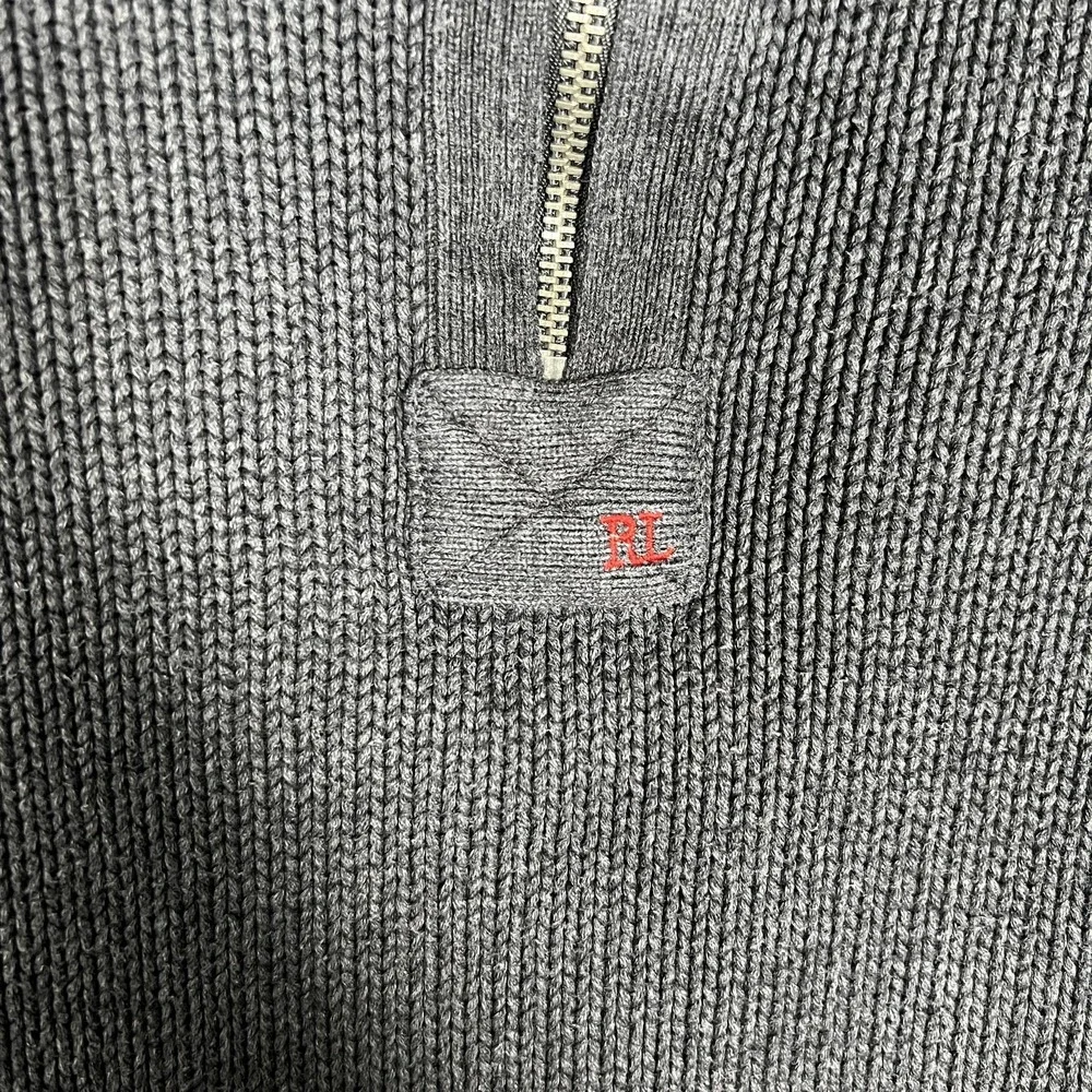 Polo Jeans Company Sweater Mens Large Gray Quarter Zip Mock Neck‎ Cotton Knit RL